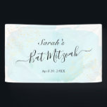 Wasserfarbe Blau x Gold Bat Mitzvah Banner<br><div class="desc">Dieses schicke und elegante Banner mit einem weißen Hintergrund mit türkisblauen Pinselstrichen in Aquarell und Imitaten goldenen Spritzern. Personalisieren Sie es für Ihre Bedürfnisse. Mehr passende Produkte finden Sie in meinem Geschäft.</div>