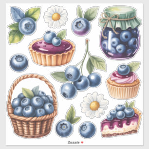 Wasserfarbe Blaubeer-Leckereien Sticker-Pack isoli Aufkleber