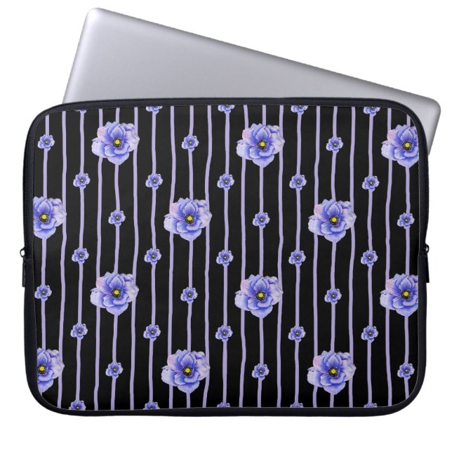 WASSERFARBE BLAUE ANEMONE POPPIES LAPTOPSCHUTZHÜLLE (Vorderseite)