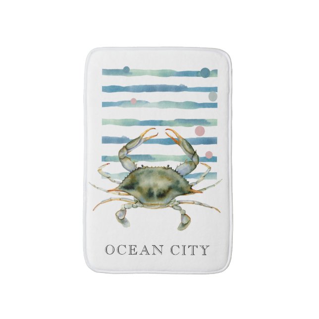 WASSERFARBE BLAUE CRAB, STRANDSTADT, OZEANSTADT BADEMATTE (Vorderseite Vertikal)