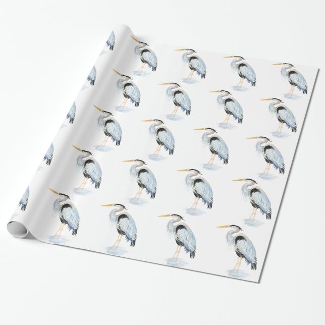 Wasserfarbe Blaue Vogelart Geschenkpapier (Ungerollt)