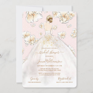 Wasserfarbe Blonde Bride Magnolia Brautparty Inv Einladung