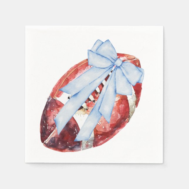 Wasserfarbe Blue Bow Football Napkins Serviette (Vorderseite)