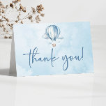 Wasserfarbe Blue Heißluftballon Babydusche Dankeskarte<br><div class="desc">Dies ist eine Watercolor Blue Hot Air Ballon Baby Dusche Danke Karte!</div>