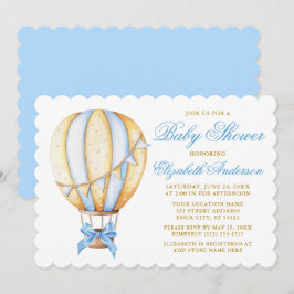Wasserfarbe Blue Heißluftballon Bow Baby Dusche Einladung