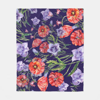 Wasserfarbe Bluebell Poppy Array Fleecedecke