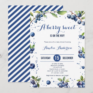 Wasserfarbe Blueberry a Sweet Berry Boy Baby Dusch Einladung