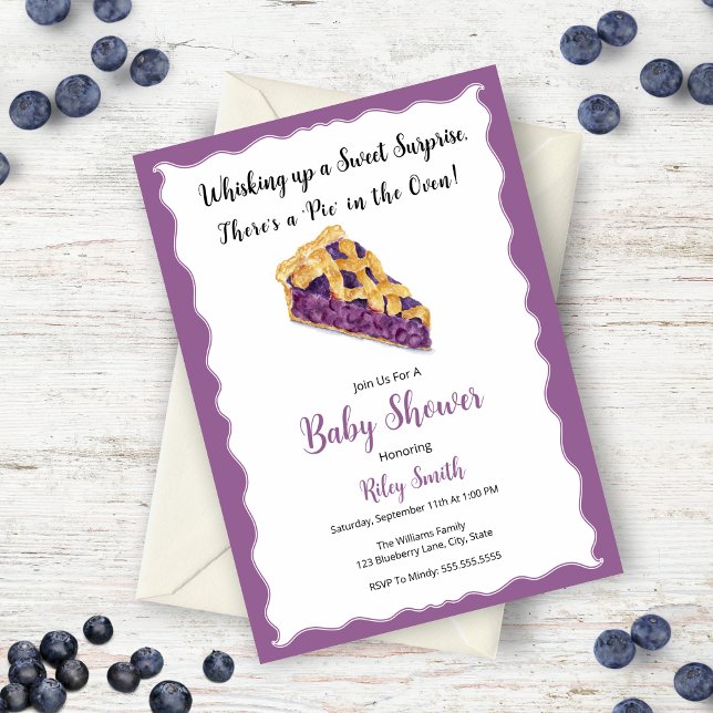 Wasserfarbe Blueberry Pie Baby Dusche Einladung (Charming design, mouthwatering allure, and personalization make a memorable celebration! )