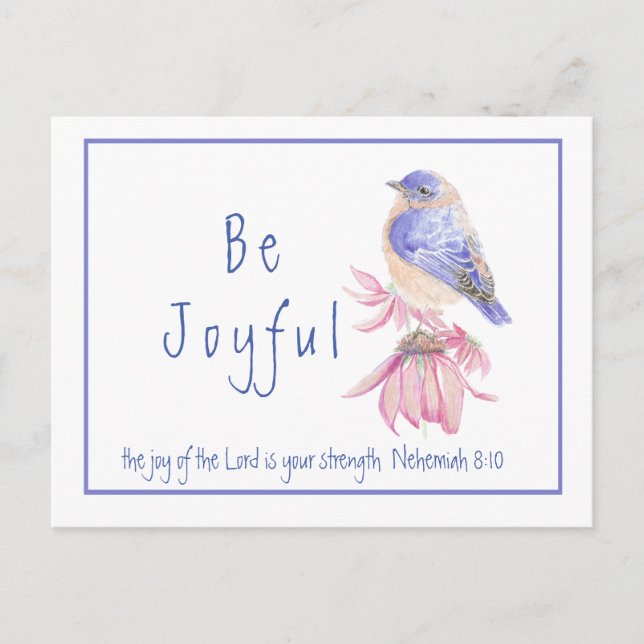 Wasserfarbe Bluebird Joy of the Lord Bible Quote Postkarte (Vorderseite)
