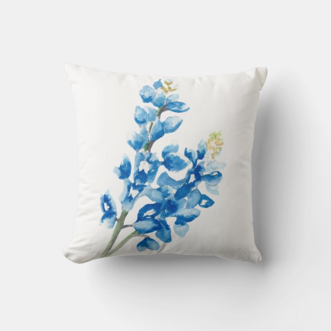 Wasserfarbe Bluebonnet Throw Kissen (Vorderseite)