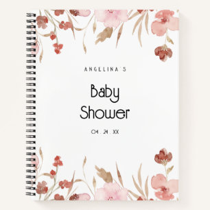 Wasserfarbe Blume Babydusche Geschenkliste Notizbuch