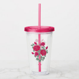 Wasserfarbe, Blume, Bouquet, Rose. Acryltrinkbecher