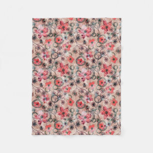Wasserfarbe, Blume. Fleecedecke