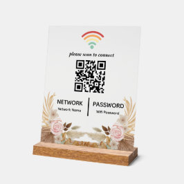 Wasserfarbe Blume Kinderdusche Wifi Netzwerk QR Co Acrylschild