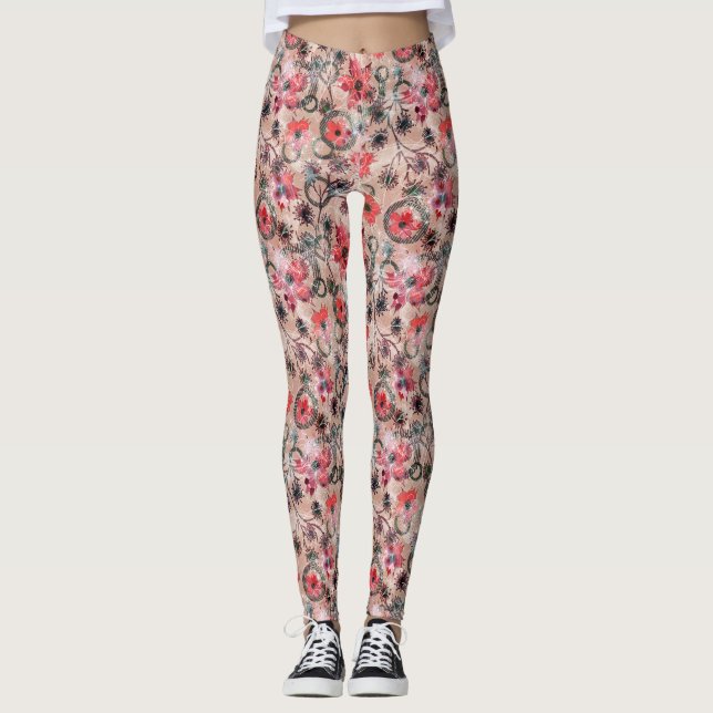 Wasserfarbe, Blume. Leggings (Vorderseite)