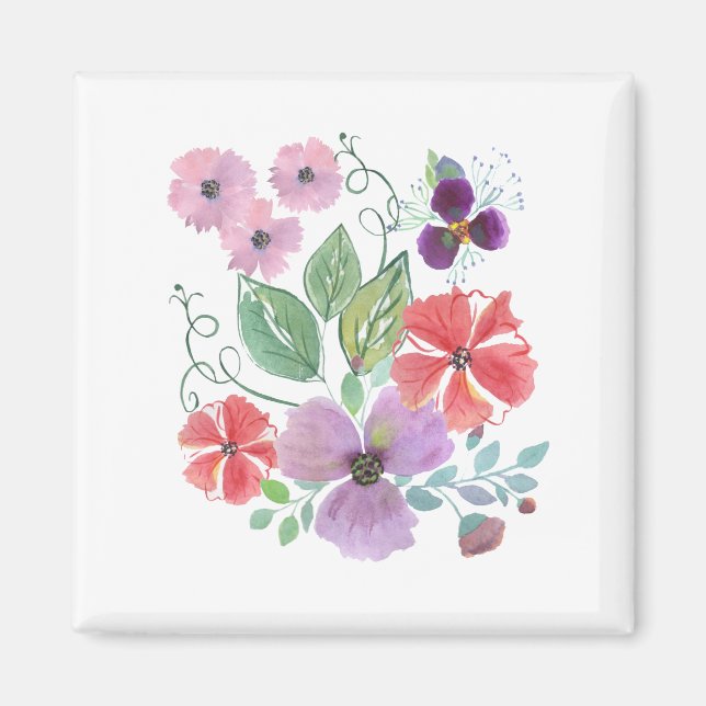 Wasserfarbe, Blume. Magnet (Vorne)