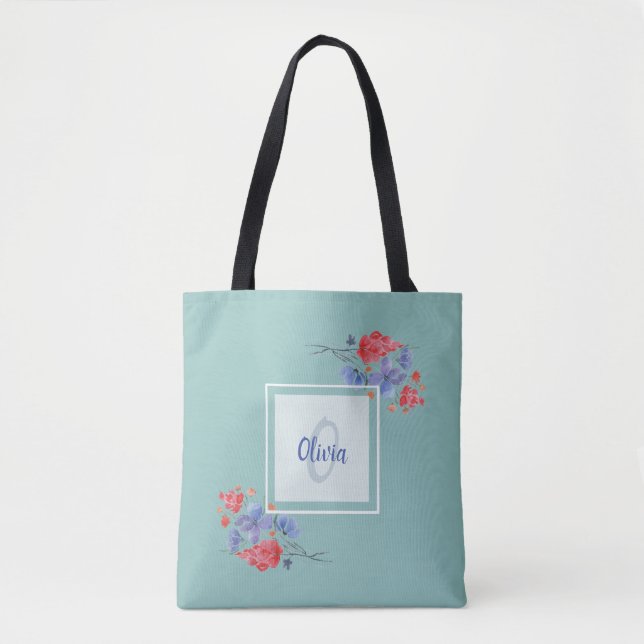 Wasserfarbe, Blume. Tasche (Vorderseite)