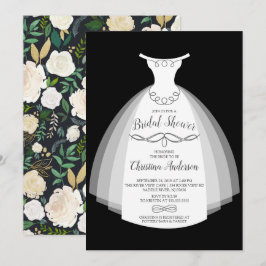 Wasserfarbe Blumen Elegante Braun Brautparty Einladung