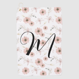 Wasserfarbe Blush Rosa Blumen Kunst Monogramm Golfhandtuch
