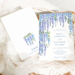 Wasserfarbe Blütenblütenblauer Hochzeitstag Einladung