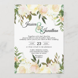 Wasserfarbe Blütenrot Rosa Elfenbeinhochzeit Einladung