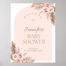 Wasserfarbe Boho Blume Babydusche Begrüßungszeiche