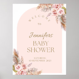 Wasserfarbe Boho Blume Babydusche Begrüßungszeiche Poster