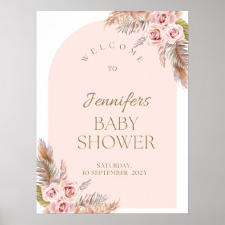 Wasserfarbe Boho Blume Babydusche Begrüßungszeiche Poster