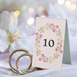 Wasserfarbe Boho Blume Rosa Hochzeitnummer Tischaufsteller