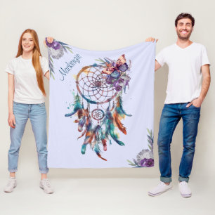Wasserfarbe Boho Dreamcatcher Personalisiert Name Fleecedecke