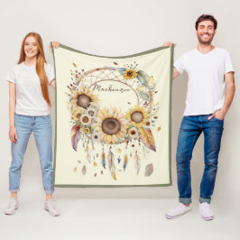 Wasserfarbe Boho Dreamcatcher Personalisiert Name Fleecedecke