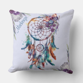 Wasserfarbe Boho Dreamcatcher Personalisiert Name Kissen