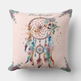 Wasserfarbe Boho Dreamcatcher Personalisiert Name Kissen