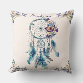Wasserfarbe Boho Dreamcatcher Personalisiert Name Kissen
