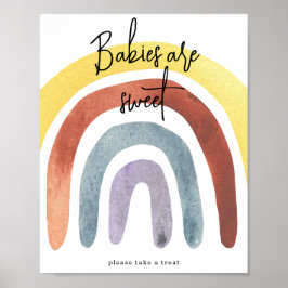 Wasserfarbe Boho Regenbogen Babys sind süßes Poste Poster