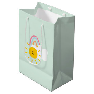 Wasserfarbe Boho Regenbogen und Sonne Mittlere Geschenktüte