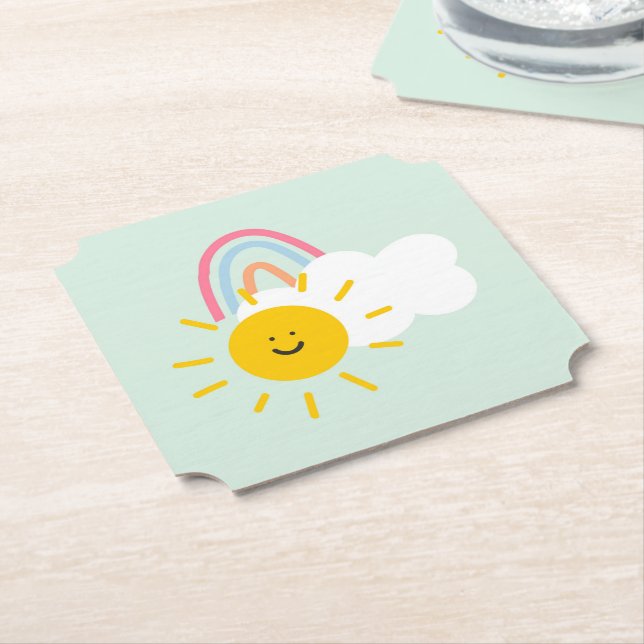 Wasserfarbe Boho Regenbogen und Sonne Untersetzer (angewinkelt)