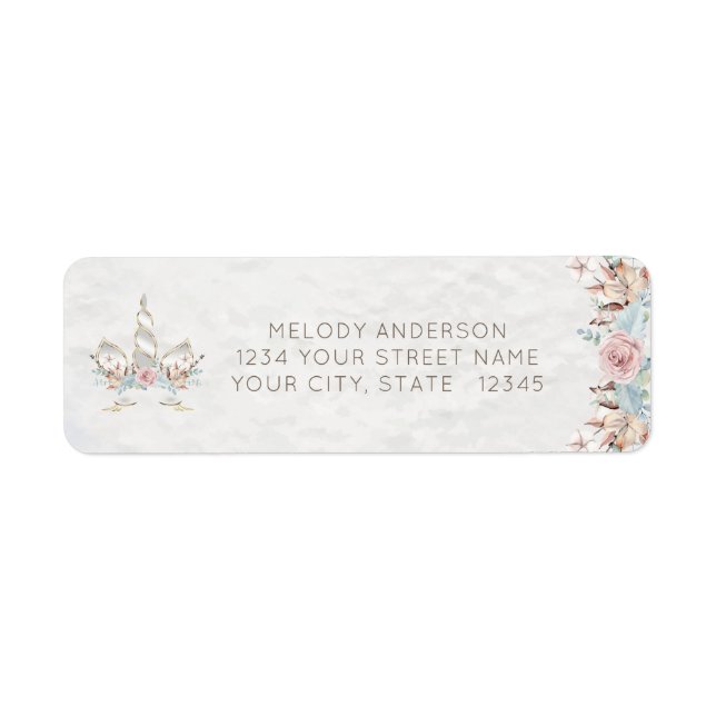 Wasserfarbe BOHO Rustikales Wald Blumenhorn Einhor (Vorne)