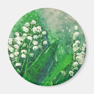Wasserfarbe-botanische Lilie des Tales Magnet