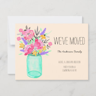 Wasserfarbe Bouquet Mason Jar Blume, die wir beweg Karte