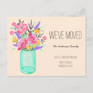 Wasserfarbe Bouquet Mason Jar Blume, die wir beweg Postkarte
