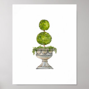 Wasserfarbe Boxwood Topiary in antiker Urne Poster
