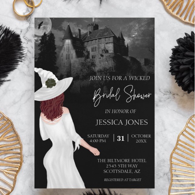 Wasserfarbe Brautparty Halloween Rotes Haar Einladung (Von Creator hochgeladen)