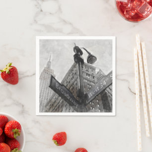 Wasserfarbe Broadway Street signieren Napkins - NY Serviette