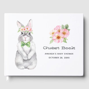 Wasserfarbe Bunny Floral Girl Babydusche Gästebuch