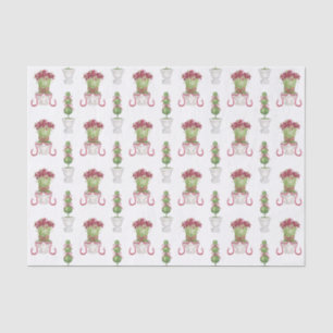 Wasserfarbe Burgund Amaryllis & Topiary Weihnachte Seidenpapier