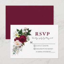 Wasserfarbe Burgund Blumengrün UAWG RSVP Karte