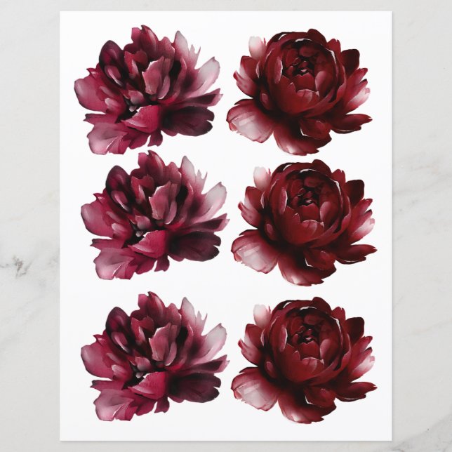 Wasserfarbe Burgund Rote Rosen 2 Seitenaufgabenbuc (Vorderseite)