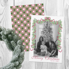 Wasserfarbe Burgund Weihnachtsgarland Foto Feiertagskarte