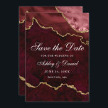 Wasserfarbe Burgundy Gold Marble Agate Geode Save The Date<br><div class="desc">Moderne Elegante Watercolor Burgundy und Gold Marble Agate Geode Save the Date Karte</div>